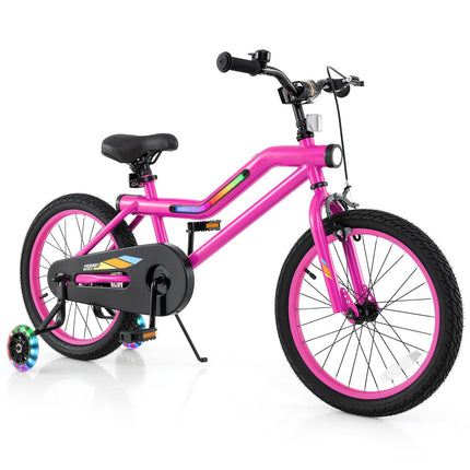 BABY JOY Lighted Kids Bike, 16 18 Inch Children Bicycle with 7-Mode LED Lighted Frame