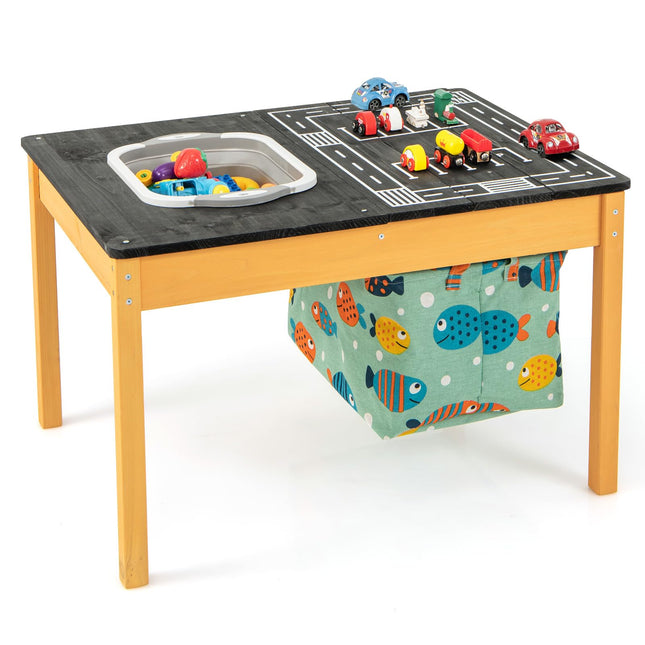 Costzon Sensory Table, 3-in-1 Wooden Sand and Water Table with Foldable Bin