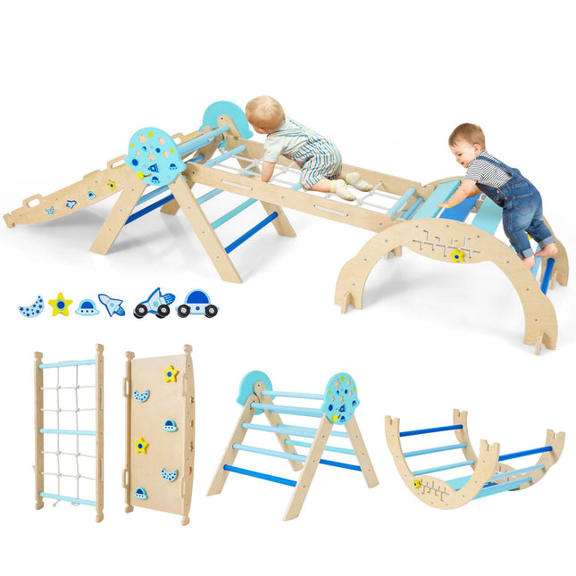 Costzon Pikler Triangle Set 9-in-1 Foldable Baby Climbing Toys