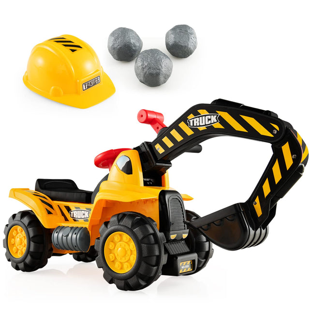 Costzon Ride On Excavator Kids Excavator Digger Bulldozer W/Safety Helmet