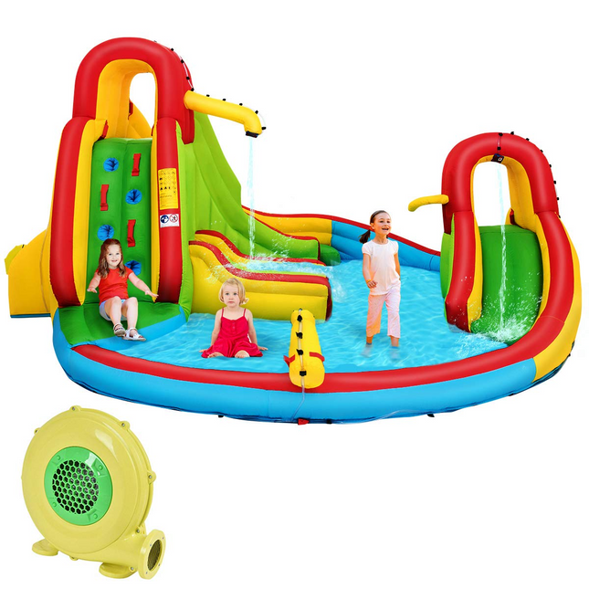 Costzon Inflatable Water Slide, Waterslides for Outdoor with Dual Slides&Climbing for Racing Fun