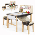 Costzon 2 in 1 Children’s Wooden Easel Table Set with 2-Tier Shelves