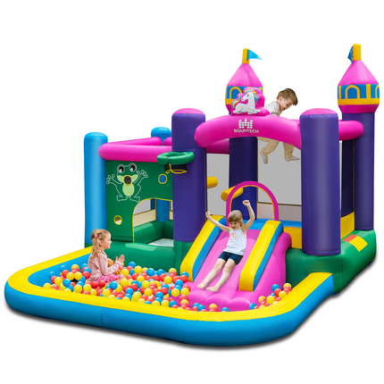 BOUNTECH Inflatable Bounce House, 6-in-1 Giant Indoor Outdoor Party Bouncy Castle for Kids Family Fun w/Large Ball Pit