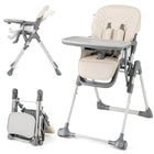 BABY JOY Foldable High Chair for Babies and Toddlers, Portable Adjustable Highchair with Footrest, Detachable Tray