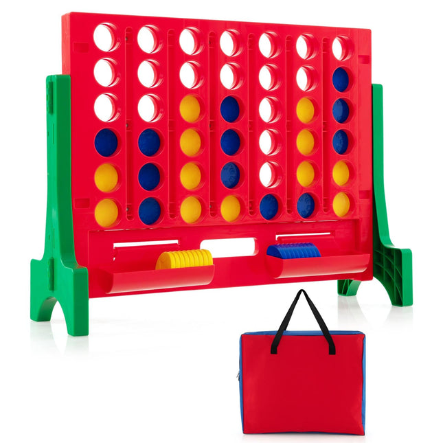 Costzon Giant 4 in a Row Connect Game, 2-in-1 Jumbo 4-to-Score Game Set with Carrying Bag, Fun Family Party Game