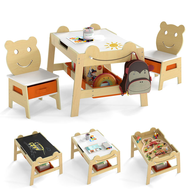Costzon Kids Table and Chairs Multifunctional Art Desk Set (27.5” x 24” x 20”)