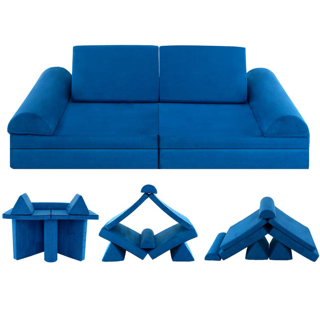 Costzon Convertible Kids Couch, Modular Folding Sofa Playset with Portable Handle, 8-Piece