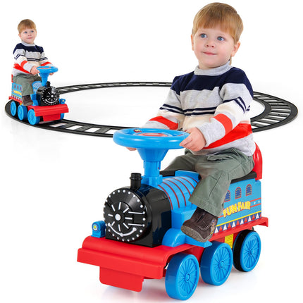 Costzon Ride on Toys, 6V Electric Ride on Train with Tracks, Battery Powered Ride on Car