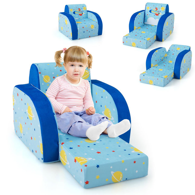 Costzon Kids Couch, 3 in 1 Convertible Flip Open Children's Sofa, Toddler Armrest Chair Bed for Nap, Fold Out Lounger Kids Sofa, Gift for Children