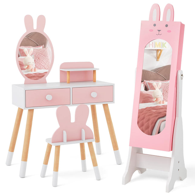 Costzon Kids Vanity Set & Jewelry Armoire Cabinet