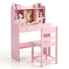 Costzon Kids Desk and Chair Set, Wooden Student Study Workstation with Hutch