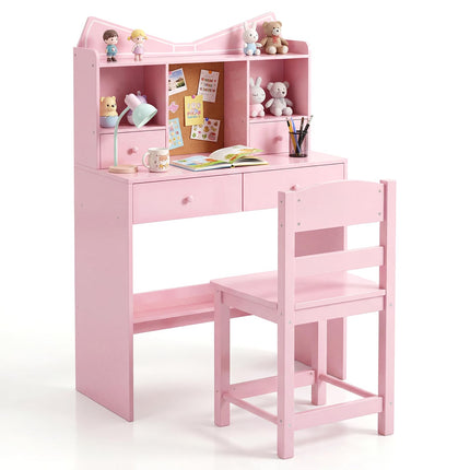 Costzon Kids Desk and Chair Set Girls Desk Student Workstation