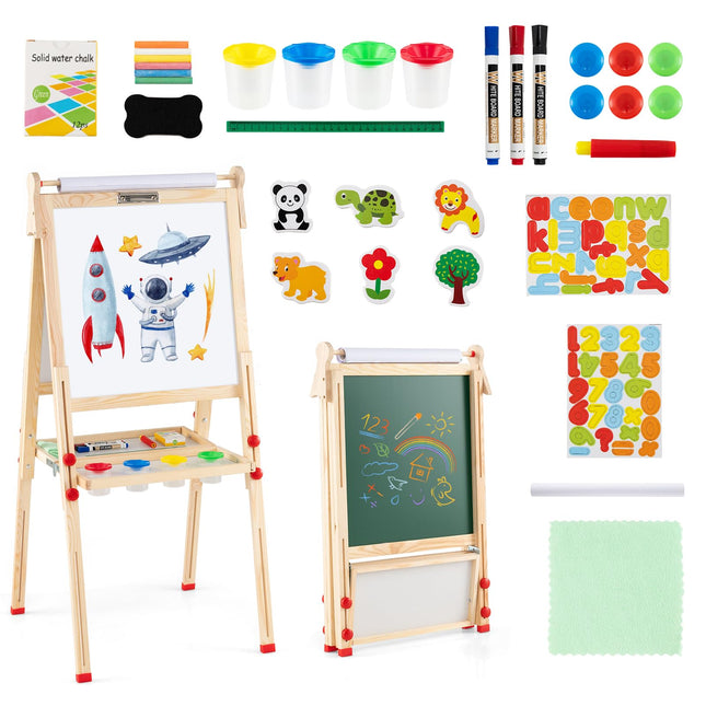 Costzon Wooden Art Easel for Kids 3 in 1 Height Adjustable Foldable Easel