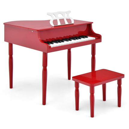 Costzon Classical Kids Piano, 30 Keys Wood Toy Grand Piano with Music Stand and Bench