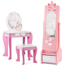 Costzon Kids Vanity Set & Jewelry Armoire Cabinet