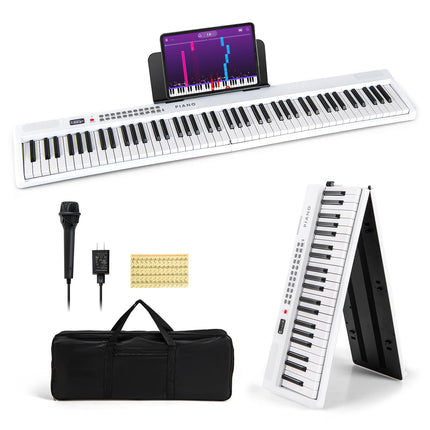 Costzon 88-Key Folding Piano Keyboard, Full-Size Semi-Weighted Electric Piano Digital Piano