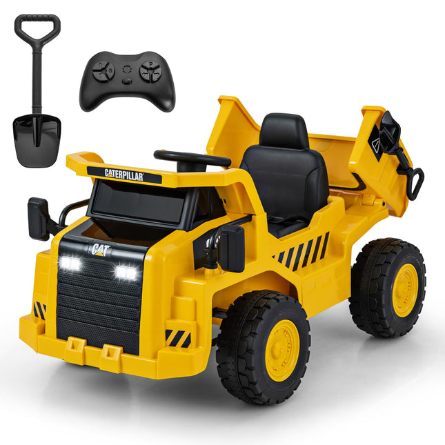 Costzon Kids Ride on Dump Truck, 12V Electric Vehicle W/2.4G Remote Control, Working Megaphone