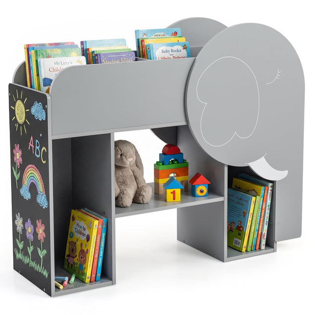 Costzon Elephant Kids Bookshelf 3-Tier Toddler Toy Storage Organizer