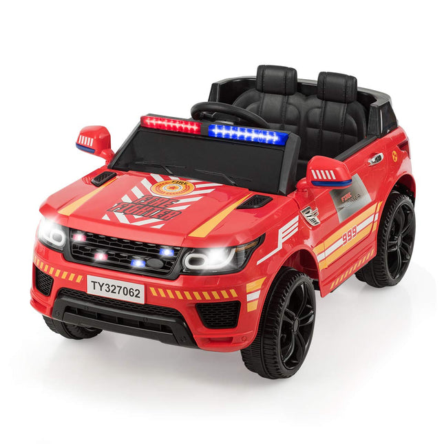 Costzon Ride on Car, 12V Fire Fighter SUV Vehicle w/Remote Control