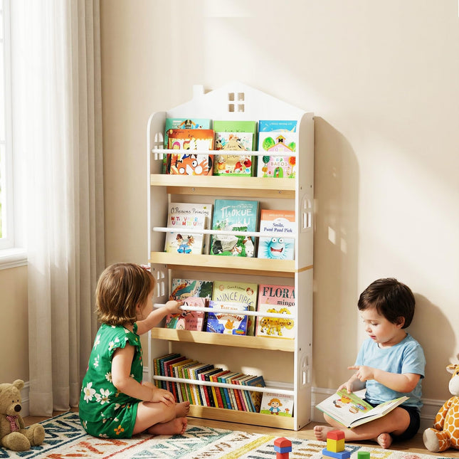 Costzon 4-Tier Kids Bookshelf Wall Mounted