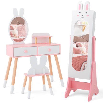 Costzon Kids Vanity Set & Jewelry Armoire Cabinet