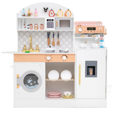 Costzon Kids Kitchen Playset, Wooden Pretend Play Kitchen with Coffee Maker