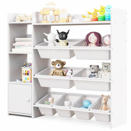Costzon Kids Toy Storage Organizer, 4-Tier Kids Bookshelf with 8 Toy Organizer Bins