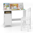 Costzon Kids Desk and Chair Set, Wooden Children Study Table with Hutch