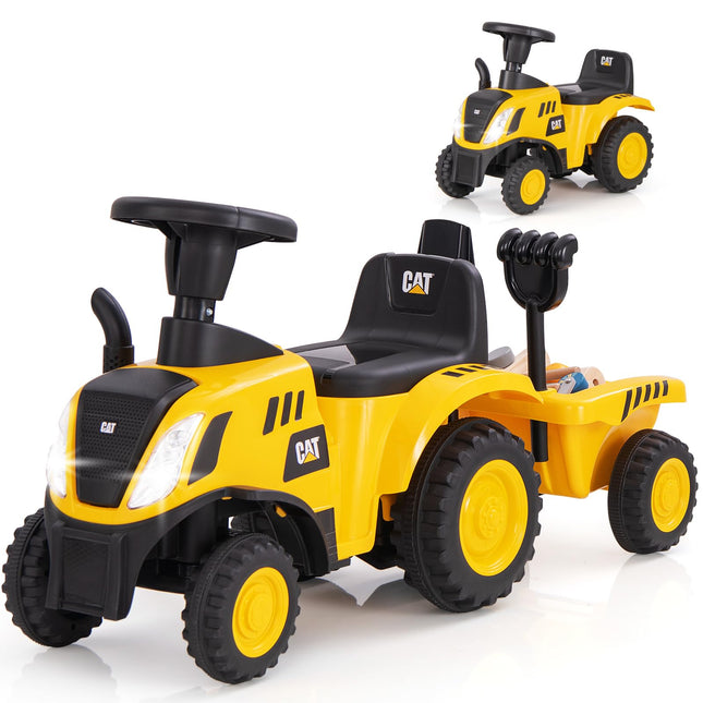 Costzon Kids Ride on Tractor, 2-IN-1 Licensed Caterpillar Ride on Push Car, Foot-to-Floor Walking Toy, Sliding Car for Toddler