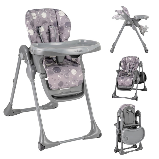 Portable Highchairs for Babied and Toddlers Double Removable Tray Built-in Wheels