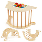 Costzon Wooden Arch Sensory Table 8 in 1 Montessori Climbing Gym with Collapsible Storage Bin