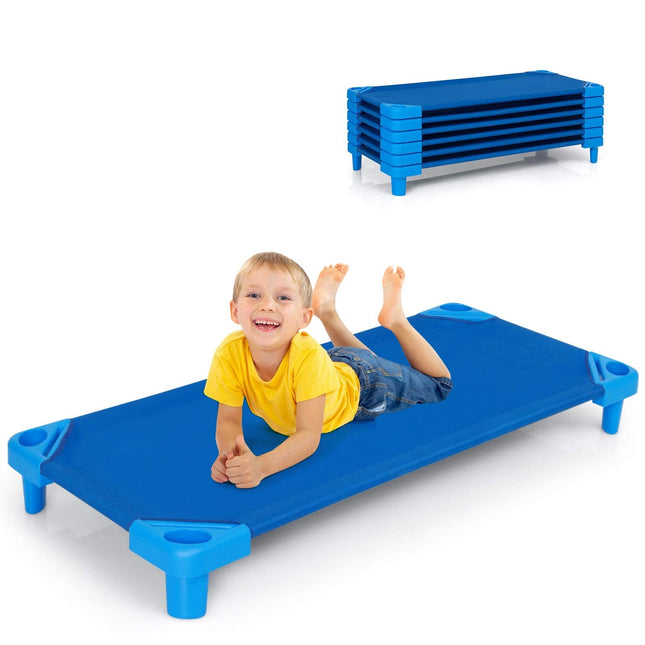 Costzon Daycare Cots for Kids, Pack of 6, 51” L x 22.5” W Stackable Nap Cots with Easy Lift Corners
