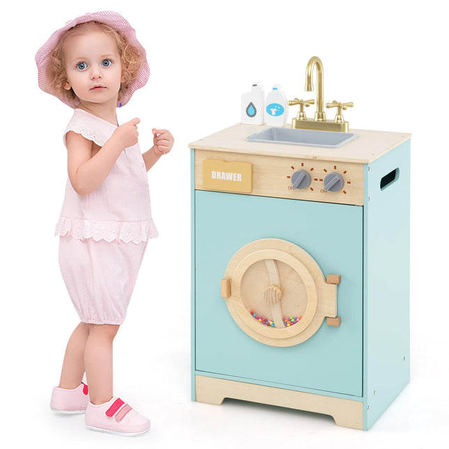 Costzon Kids Washer Playset Toy Washing Machine w/Laundry Detergent & Hand Sanitizer