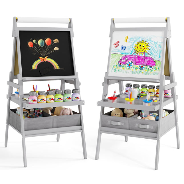 Costzon 3 in 1 Double-Sided Standing Easel with Magnetic Whiteboard