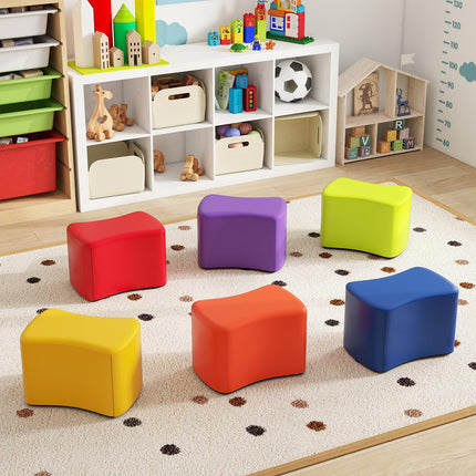 Costzon 6-Piece Modular Stool Set for Kids 10'' Waterproof Daycare Butterfly Foam Stools