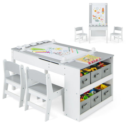 2 in 1 Kids Art Table and 2 Chair Set | Kids Drawing Table with Large Storage