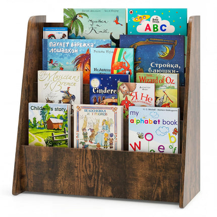 Costzon 4-Tier Kids Bookshelf, Front Facing Children Bookcase with Deep Compartments
