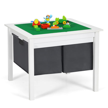 Costzon Kids Table, Children Wooden Activity Table w/Storage Drawers, 2 in 1 Building Block Tabletop