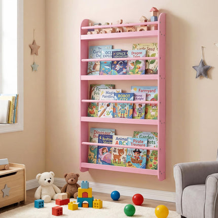 Costzon 4-Tier Wall Mounted Book Shelf for Toys & Books