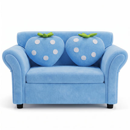 Costzon Kids Couch Double Seat Children's Sofa with 2 Strawberry Pillows