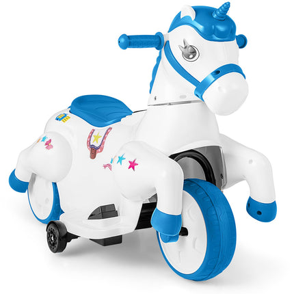 Costzon Ride on Car, 12V Ride on Toys for Toddlers Pony w/Training Wheels. Motorized Play Horse, Kids Car Motorcycle