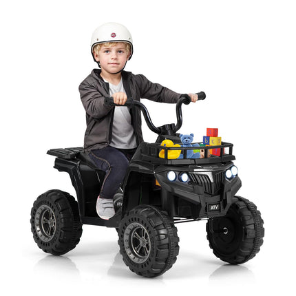 Costzon Kids ATV, 6V Battery Powered Electric Vehicle with One-Button Start, MP3, LED Headlights & Storage Basket
