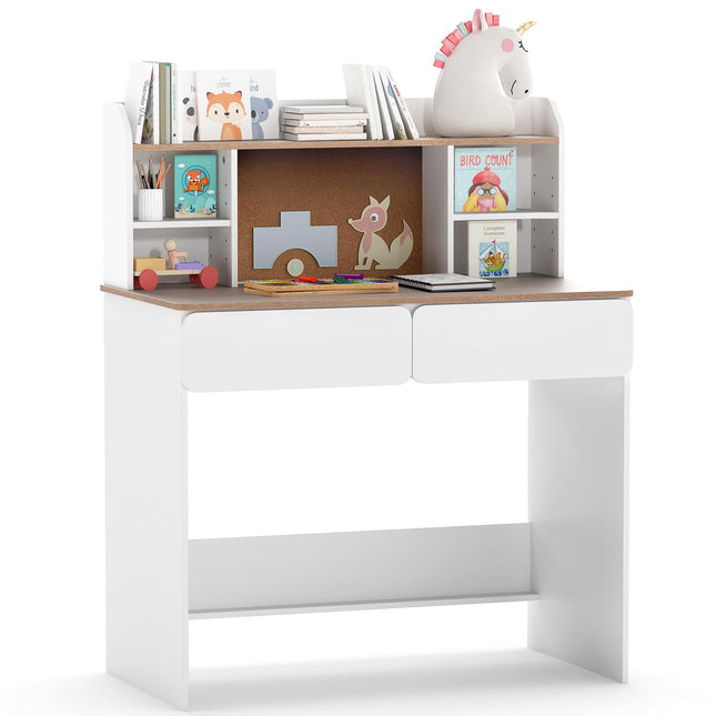 Costzon Kids Study Desk Student Writing Table with Cork Bulletin Board