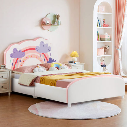 Wood Upholstered Twin Bed Platform with Slat Support - Costzon
