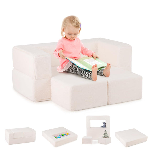 Costzon Kids Play Couch, Versatile Foam Play Couch for Boys & Girls
