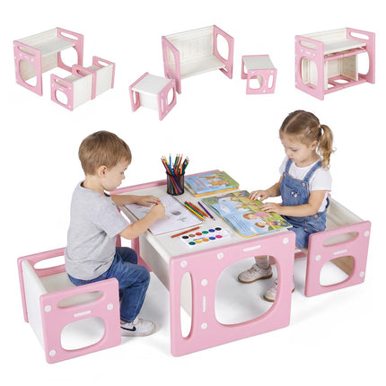 Costzon Versatile Kids Table and Chairs Montessori Weaning Table Set