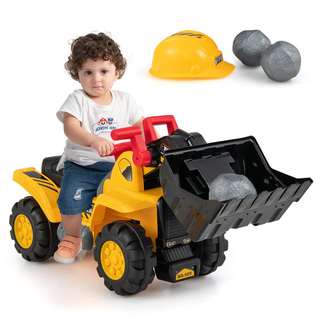 Costzon Ride on Excavator Ride on Construction Vehicles w/Helmet