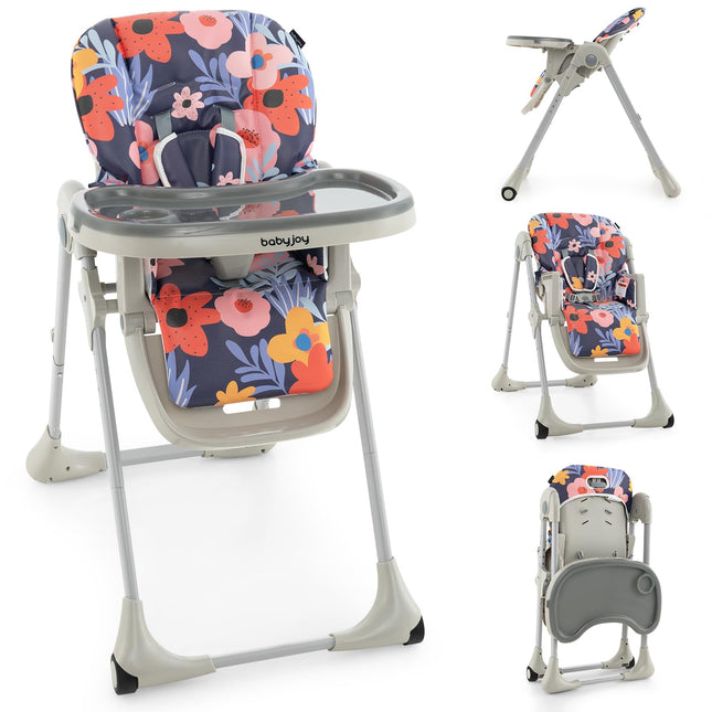 BABY JOY Convertible High Chair for Babies & Toddlers, Height Adjustable, Grow & Go High Chair w/Recline & Footrest