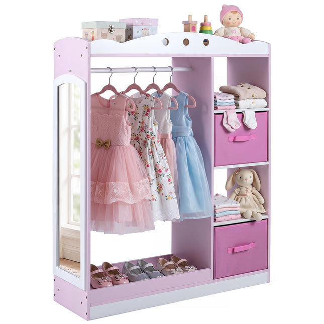 Costzon Kids Dress Up Storage with Full Length Mirror