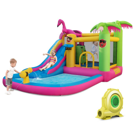 Costzon Inflatable Water Slide, Water Bounce House for Kids Backyard Family Fun with Long Slide, Large Jumping Area